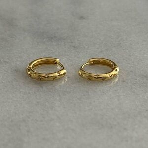 COPY - Gold Crystal Star Pave Huggie Hoop Earrings